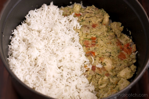 Layering the biryani