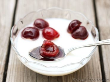 Almond Tofu with Fresh Cherries and Ginger-Scotch syrup