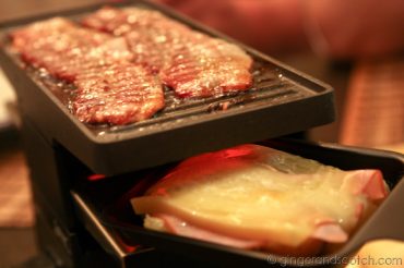 Raclette grill in use