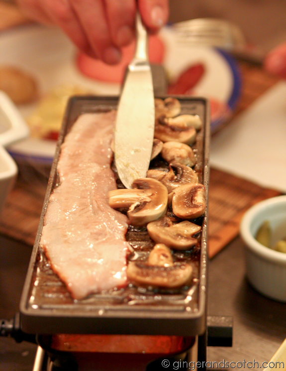 Raclette grill in use Raclette grill in use