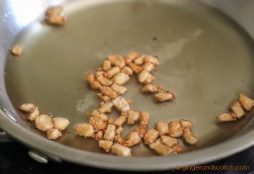 Frying pork belly fat for ramen topping